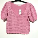 Lush Clothing NWT Lush Pink Crochet Women's Sweater Medium Photo 1