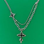 Cross Pendant Necklace for Men Women Streetwear Hip Hop Unisex Necklace Silver Photo 2
