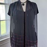 Vintage 90s Fleurs by Elegant Additions Sheer Grey Scarf Pink Beading Fairy Gray Photo 0