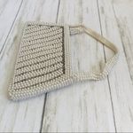 White Faux Pearl Bridal Bag Vintage Silver Photo 4