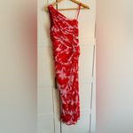 Adrianna Papell  Red Floral One Shoulder Maxi Dress Ruffle Size 4P Wedding Spring Photo 1