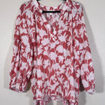 Caslon  Pink White Floral Boho Blouse Womens 2X Casual Lightweight Pullover Top Photo 0