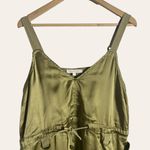 Anthropologie Love The Label  Sleeveless Utility Satin Green Midi Dress Size L Photo 5