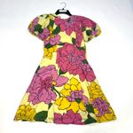 BANJANAN Yellow Pink Bright Florals Puff
Sleeves Mini Gracia Dress Size XS Photo 2