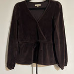 Madewell Corduroy Tie Front Faux Wrap Top Chocolate Brown Size XS Photo 0