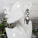 Silver Gunmetal Smokey Grey Crystal Drop Earrings Photo 7