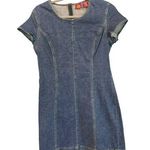 Gap Vintage  Blue Denim Mini Dress 6 Fitted Stretch Cotton Seamed Short Sleeve Photo 0