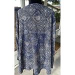 Catherines  Sz 2X 22/24 Blue Beige Medallion Roll-Tab Button-Down Career Work Photo 4