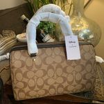 Coach Authentic Signature canvas/Smooth leather DisneyX top zip Satchel/Crosby Photo 2