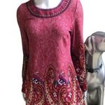 White Mark Red Long Sleeve Paisley Polyester Blend Soft Sweater Dress Size Med Photo 0