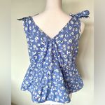 Derek Heart Blue Floral Tank with Sleeve Ties | EUC | Size XL Photo 3