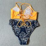 Cupshe Swimsuit Womens S Orange Blue Lace Up Strappy Two Piece Bikini NEW Photo 1