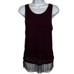 White House | Black Market Cabernet Fringe Hem Sleeveless Crochet Knit Top NWOT XS Photo 1