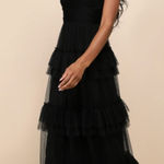 Lulus Pure Radiance Black Mesh Swiss Dot Tiered Maxi Dress Photo 0