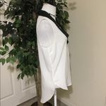 White Patterson J Kincaid With Black Leather Trim Lightweight Top XS Photo 3