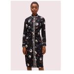 Kate Spade  Deco Bloom Crepe Button Front Long Sleeves Collared Mini Dress size 4 Photo 1