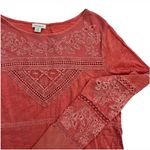 Sundance Eden’s Lace Long Sleeve Top S Embroidered Boho Coral Rustic Romantic Photo 1