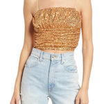 Free People  Ta Da Gold Sequin Crop Top NYE Shiny Size M Photo 0