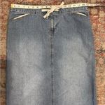 Vintage Long Denim Skirt with Drawstring and back slit, size 14/16 Blue Photo 3