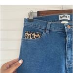 Gabby D Leopard Print Sequin Cuff High Waisted Straight Bootcut Denim Jeans Blue Size 4 Photo 3