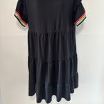 Crown & Ivy  Dress L Tiered Black Ric Rac Trim Short Sleeve Casual Boho Retro Photo 1