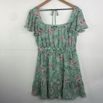 Lila Rose Lily Rose Seafoam Green Floral Short Sleeve Scoop Neck Mini Length Dress Size XL Photo 1