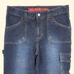 Mudd Y2K 2000’s Faded Dark Wash Utility High Rise Wide Straight Leg Crop Jeans Photo 1