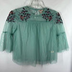 Arizona Jeans B45   Arizona Jean layered chiffon floral embroidered top size x Small Photo 0