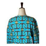 Tracy Negoshian  Blue Anchor Print Half Button Front Long Sleeve‎ Shift Dress M Photo 4