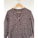 Madewell  Womens Top Brown Floral Ditsy V Neck Long Sleeve Blouse Boho Small Photo 7
