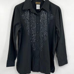 Bob Mackie  Wearable Art Black Long Sleeve Button Up‎ Sequin Design Size Small Photo 0