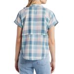 Lucky Brand  Women’s Plaid Short Sleeve Raw Edge Button Front Shirt Photo 1