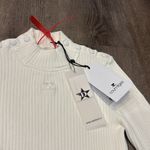 Courreges Logo Embroidered Ribbed Knit Crop Top White Photo 1