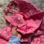 Mori Lee  Bright Pink 2 Piece Floral Sparkly Lace Up Prom Gown Photo 12