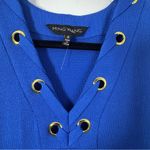 Ming Wang  Laced Grommet Trim Soft Knit Dress Blue Size S Photo 2