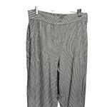 Max Studio  Vertical Striped Crop Pants Sz Large Gray White Linen Blend Straight Photo 1