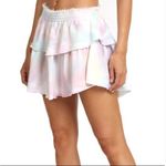 Love Shack Fancy Ruffle Mini Skirt XS Pastel Tie Dye Elastic Waist Feminine Boho Photo 1