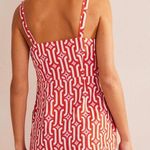 Azure NWT Boden Strappy Linen Mini Dress Blood Orange Geo 2 US Photo 2