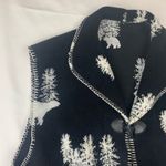 Vintage fleece vest women's XL Black White Bear momma cub woodland cabin earthy Photo 5