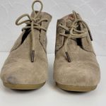 Toms Women's Shoes Size 8 Brown Suede Lace-Up Almond Toe Buck Wedges Heels Photo 5