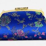 Chinese Embroidered Blue Floral Clutch w/ Detachable Chain Strap Photo 0
