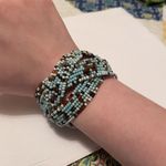 Women’s Cuff Stretchy / Adjustable Bead Costume Bracelet Blue / Brown Beaded Photo 8