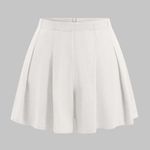 Micas White Linen Pleated Zipper Shorts Trousers Vacation Summer Trendy Photo 0