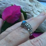 Natural Blue Labradorite Sterling Silver Detailed Ring size 8.5 Photo 6