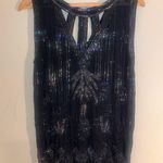 Vintage 1920s Style Art Deco Flapper Dress Black Iridescent Beaded Gatsby Dress Gold Size M Photo 3