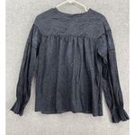 Anna Sui  Women's Long Sleeve Blouse Bell Cuff Peasant Small Floral Blue Black Photo 0