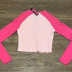 NWT Glitter Barbie Long Sleeve Cropped Shirt Pink Size Large Photo 7