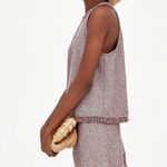 ZARA New!  stretchy tweed skirt with fringe trim Photo 0