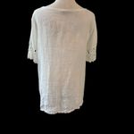 LUNGO LARNO Top Womens M 100% Linen Crochet Trim White Boho Peasant Cottage Core Size M Photo 3