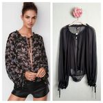Victoria's Secret  Black Chiffon Bodysuit Blouse Photo 1